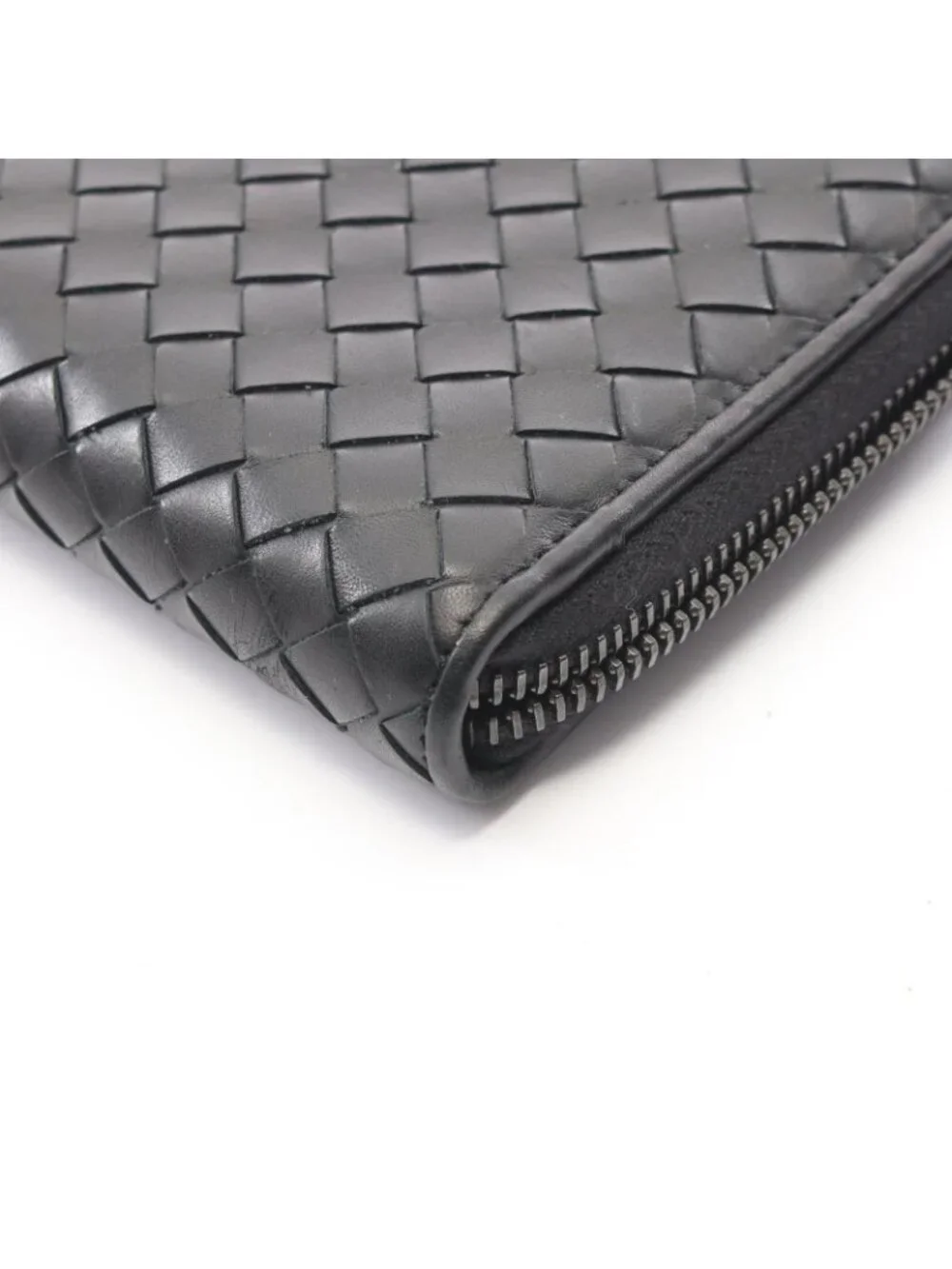 Bottega Veneta Round Wallet Intrecciato Black Leather